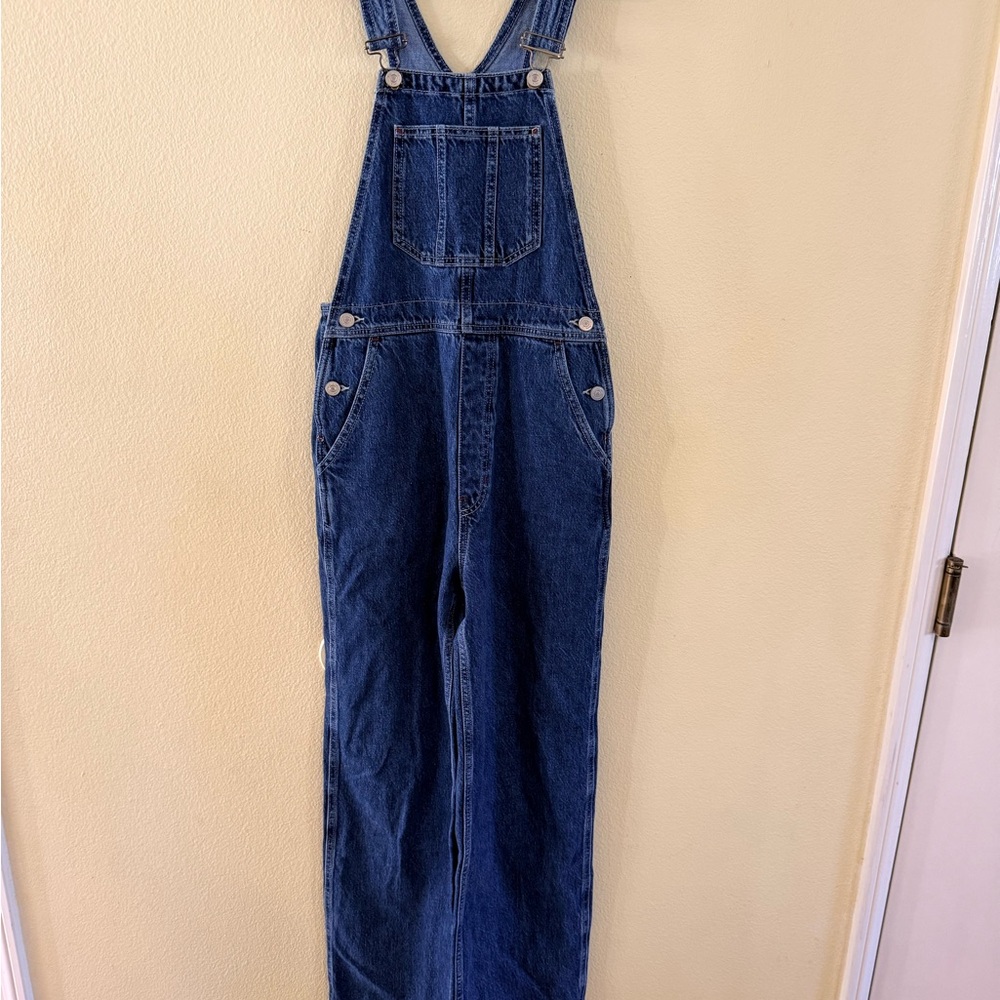 Reformation Milo Utility Blue Denim Overalls size 0